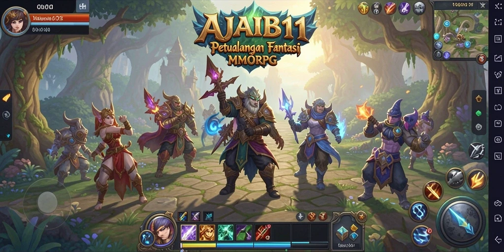 Screenshot AJAIB11 menampilkan pertarungan seru dalam dunia MMORPG.