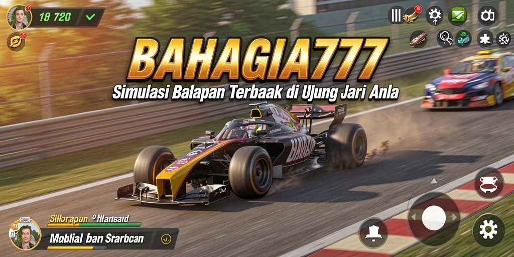 Tangkapan layar gameplay seru dari BAHAGIA777 saat balapan di lintasan yang menantang.