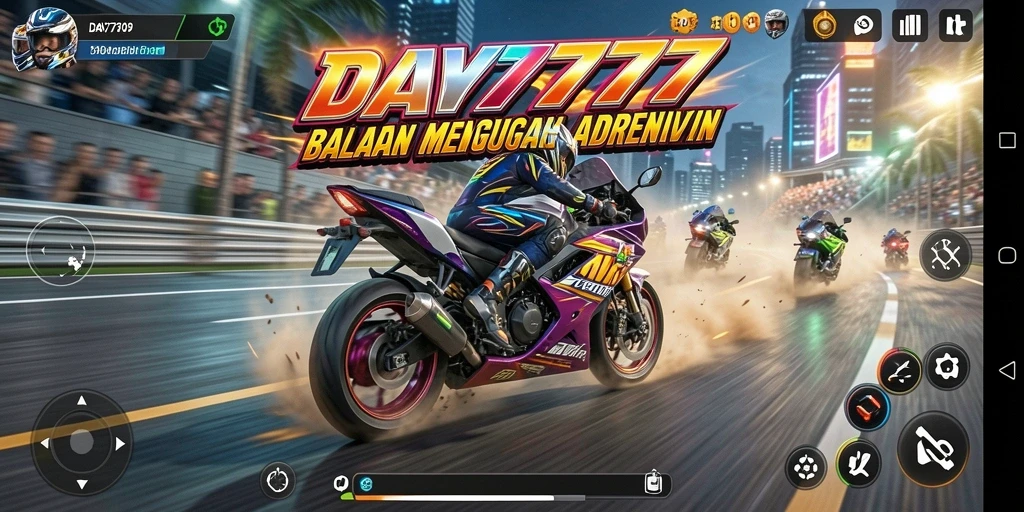 Gameplay mendebarkan di trek balapan motor.