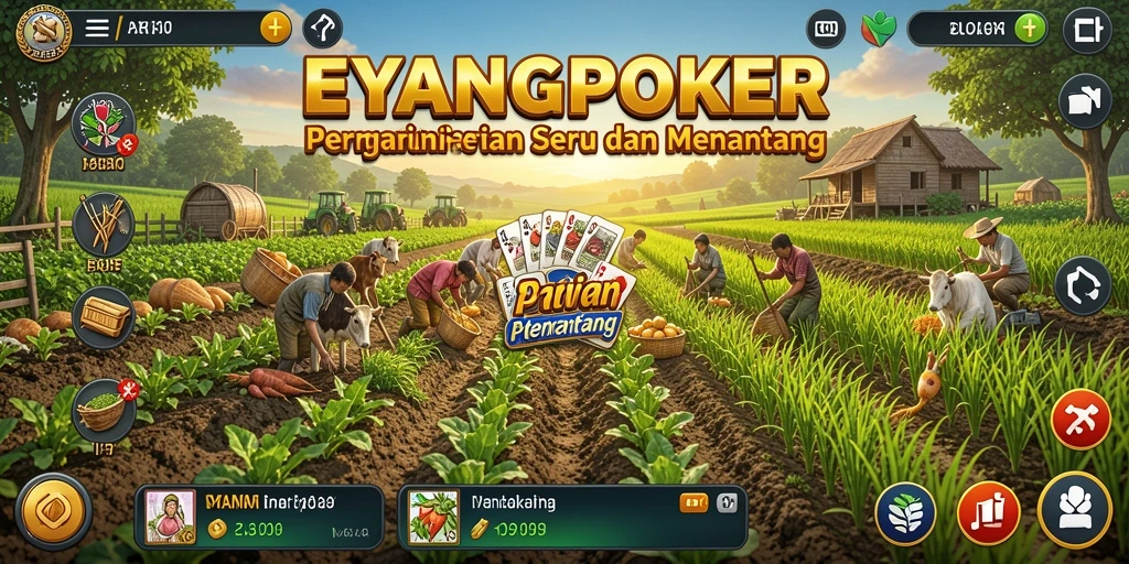 Screenshot menampilkan aktivitas seru dalam game pertanian EYANGPOKER.