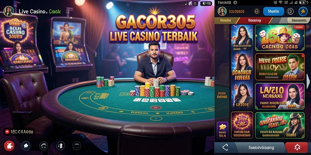 Tampilan gameplay GACOR305 yang mendebarkan dan interaktif dalam suasana Live Casino.