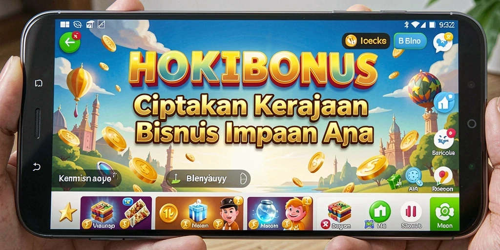 Screenshot gameplay HOKIBONUS menampilkan dinamika membangun kerajaan bisnis.