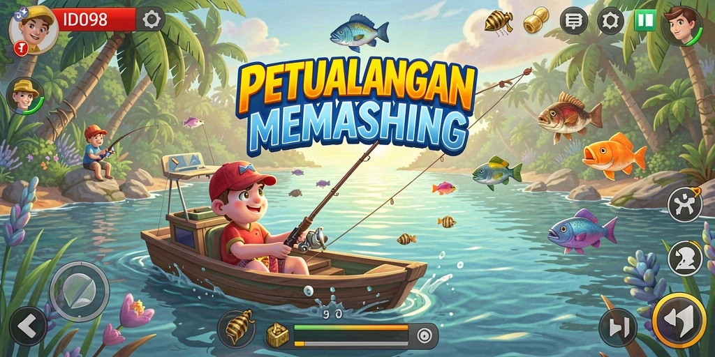 Tangkapan ikan besar di ID098 dengan latar belakang laut yang indah.
