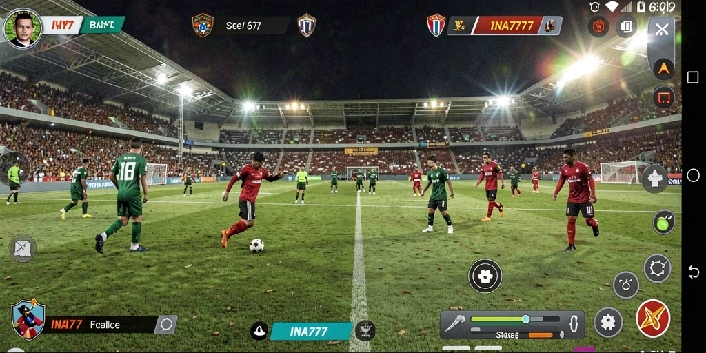Screenshot INA777 menampilkan aksi intens di lapangan sepak bola.