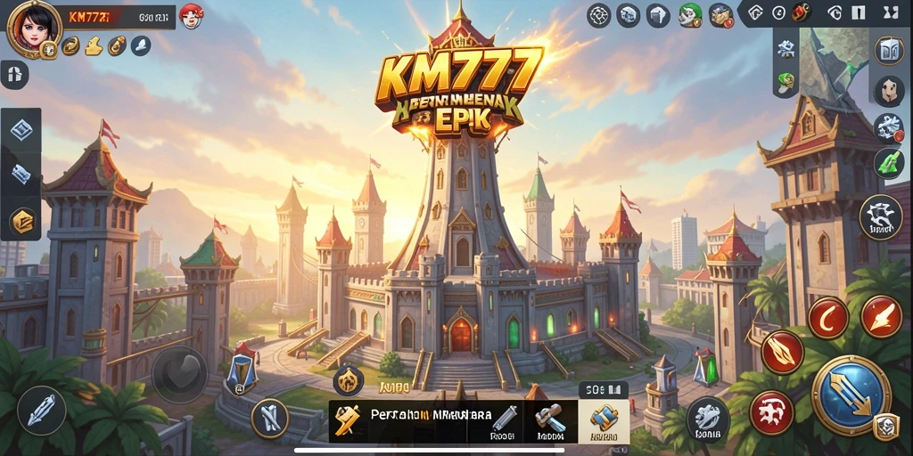 Screenshot gameplay KM777 menampilkan aksi Tower Defense yang seru.