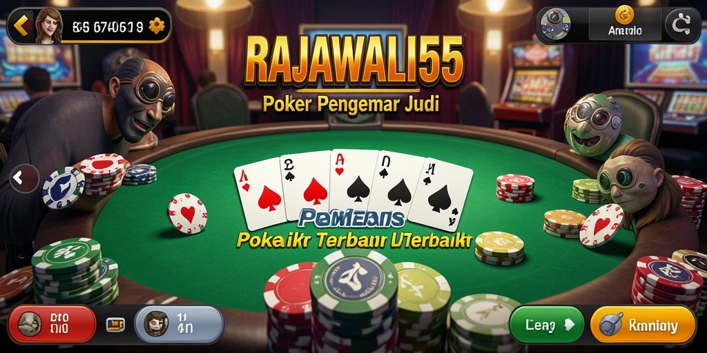 Screenshot RAJAWALI55 menunjukkan gameplay seru di meja Poker.