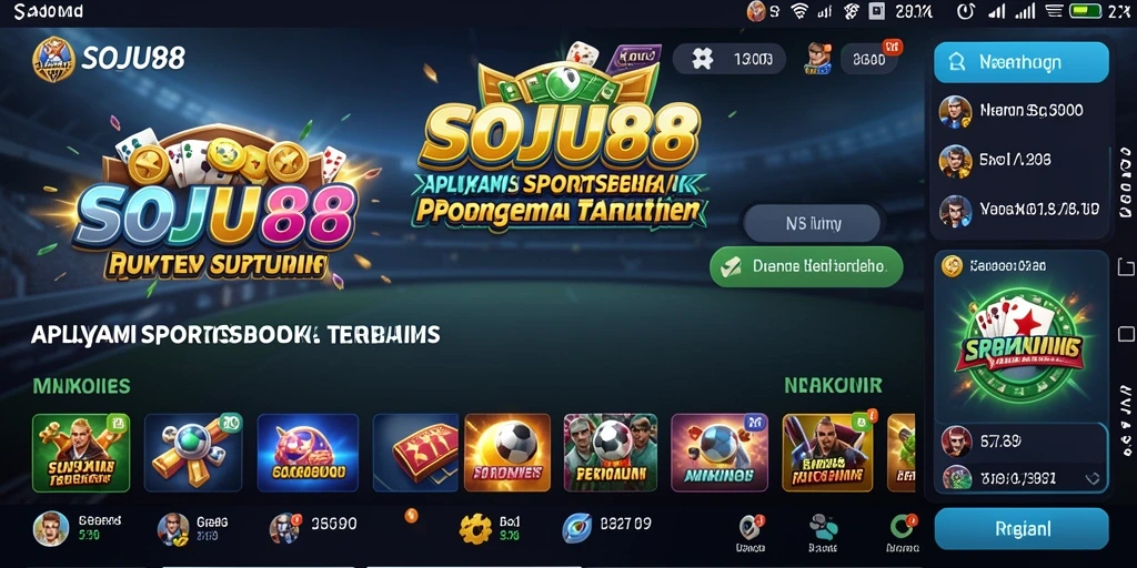 Tampilan antarmuka aplikasi SOJU88 dengan fitur taruhan olahraga.