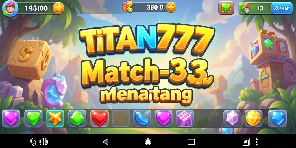 Screenshot gameplay TITAN777 menunjukkan aksi Match-3 yang seru.