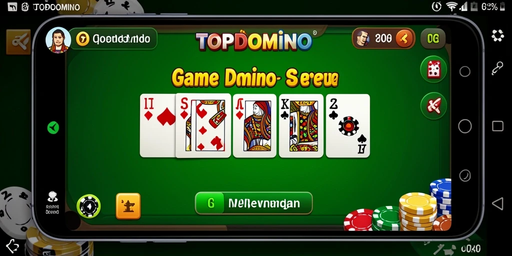 Tampilan gameplay seru dari TOPDOMINO yang menampilkan aksi domino.