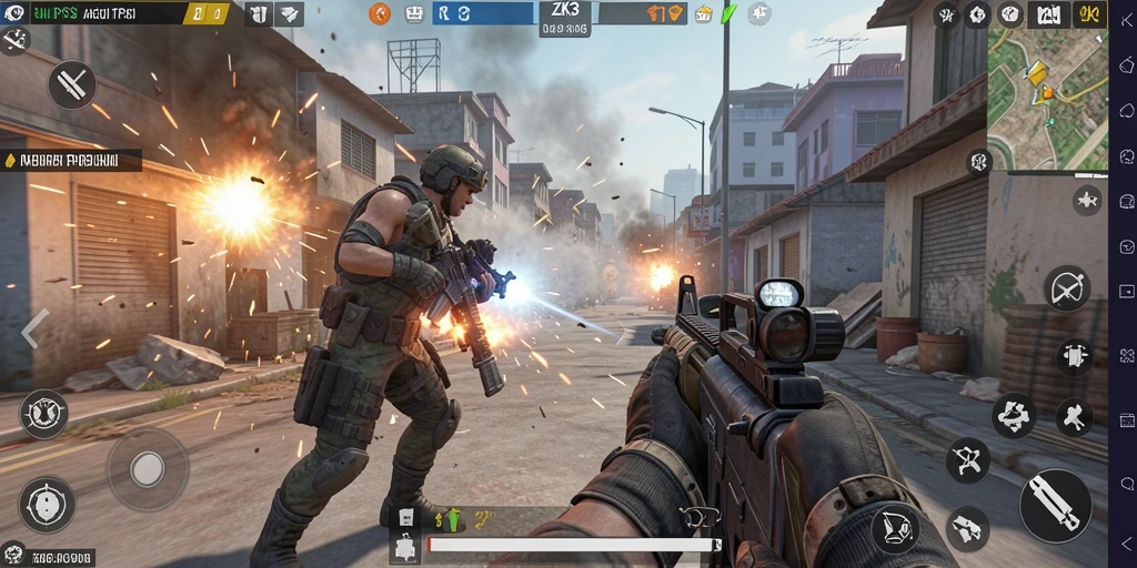 Screenshot gameplay mengasyikkan dari ZK3 dengan pertempuran intens.